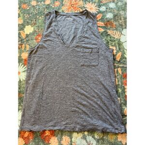 Madewell Whisper Cotton V-Neck Tank Top Gray Heather Pocket G4319 Mens Medium